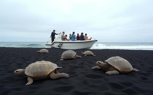 Unique wildlife on a volcanic island in the Galapagos